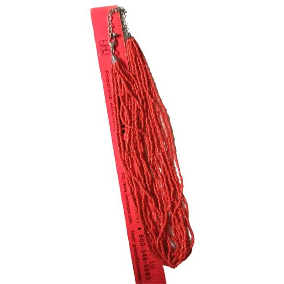 Orange Seed Bead Multistrand Necklace Costume Jewelry Fall Halloween Party - Picture 7 of 14